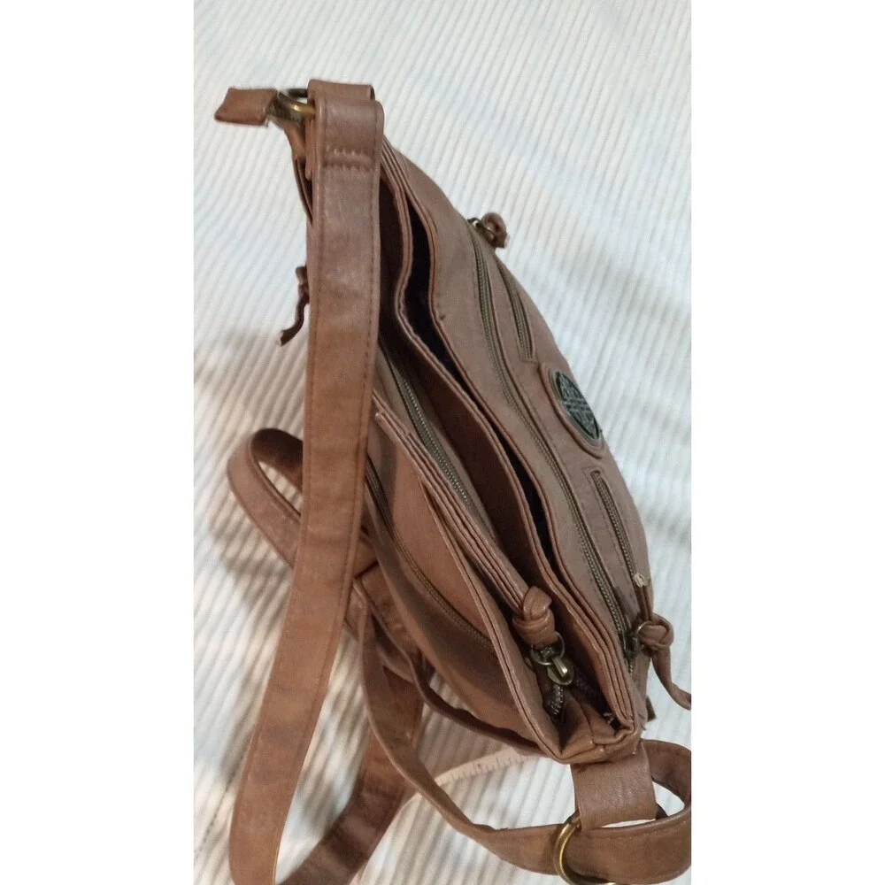 Stone Mountain Crossbody Purse Cognac – Zip Compartments...F-3